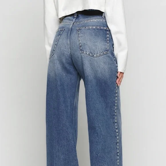 Reformation cary high rise slouchy wide leg short jeans - Picture 2 of 4